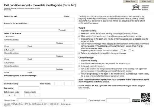 Picture of Queensland Exit Condition Report - Moveable Dwelling / Site