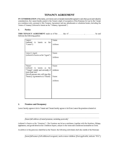 Australian Capital Territory Tenancy Agreement
