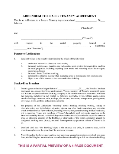 CA smoke free lease addendum