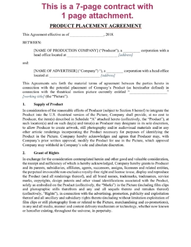 product placement agreement