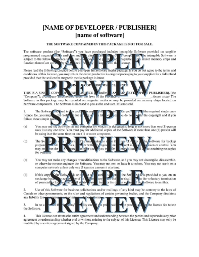 Canada End User Licence Agreement (EULA)