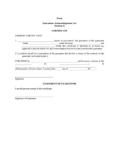 Alberta Guarantees Acknowledgement Act Certificate