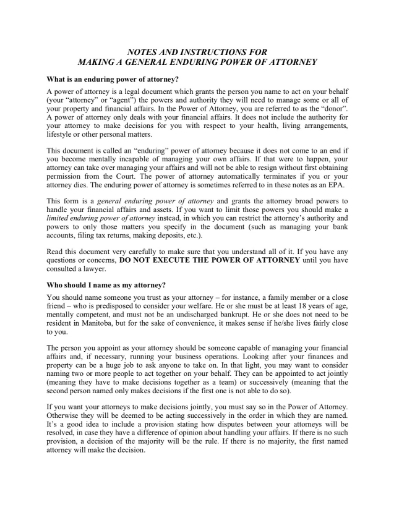 Manitoba enduring power of attorney form