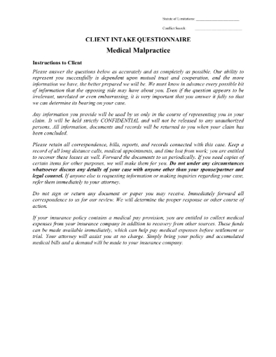 lawyer client intake form