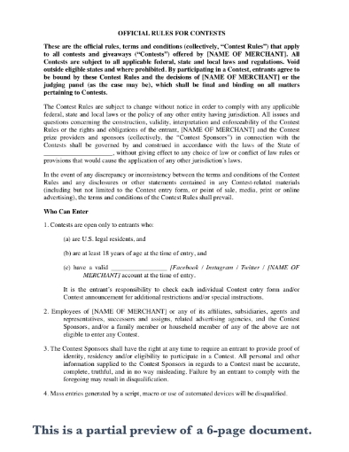 Picture of Online Contest Rules and Regulations | USA