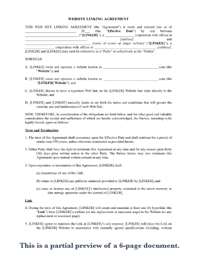 Picture of Website Linking Agreement