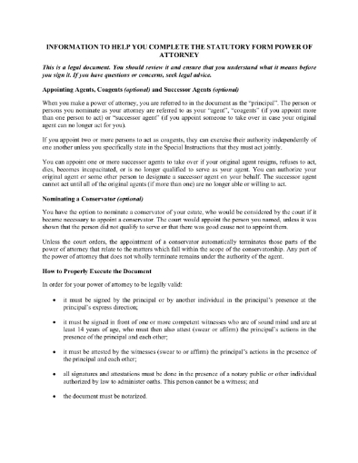 Georgia Statutory Form Power of Attorney