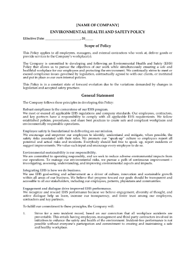 Picture of Environmental Health and Safety Policy