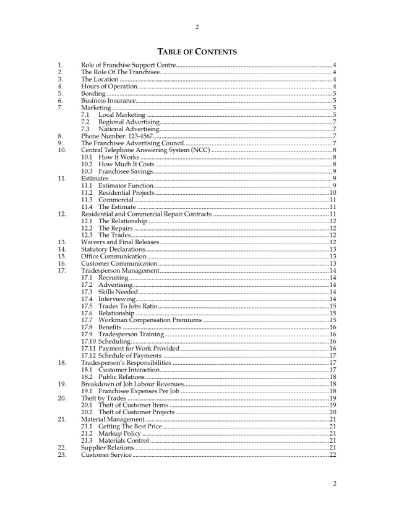 Operations Manual for Construction Franchise
