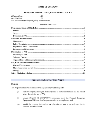 Personal Protective Equipment Policy 1