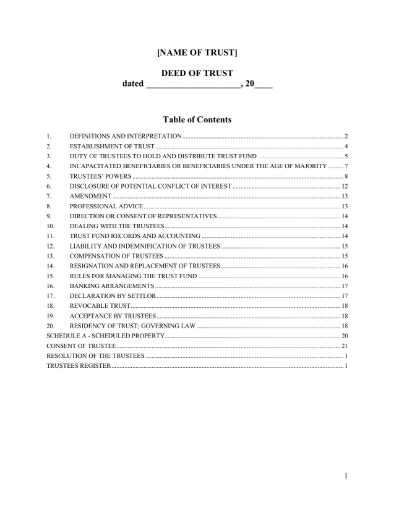 Picture of Revocable Trust Deed | Canada