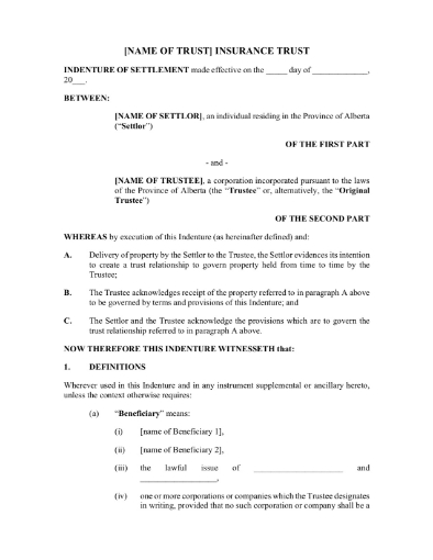 Alberta Insurance Trust Deed