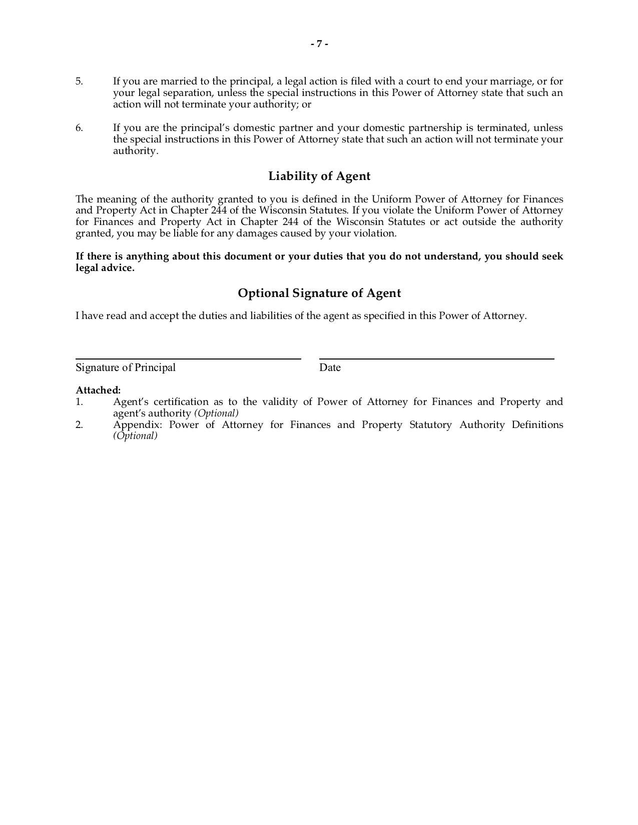 wisconsin statutory power of attorney for finances and property ...