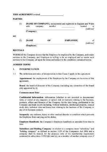 United Kingdom Employment Contract form