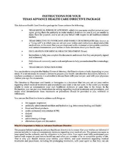 Texas advance medical directive