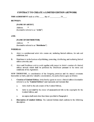 Picture of Limited Edition Artwork Contract