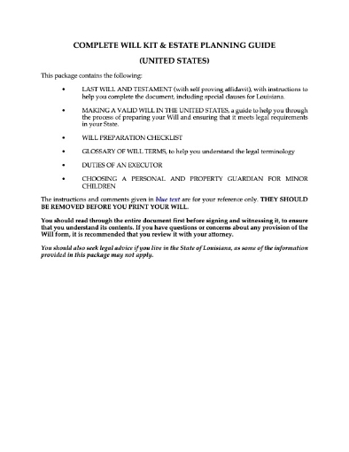 Picture of Complete Legal Will Kit | USA