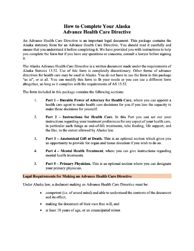 Picture of Alaska Advance Health Care Directive Package