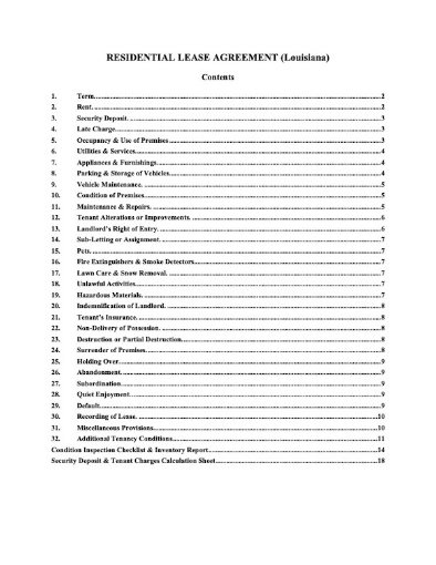Picture of Louisiana Fixed Term Residential Lease Agreement