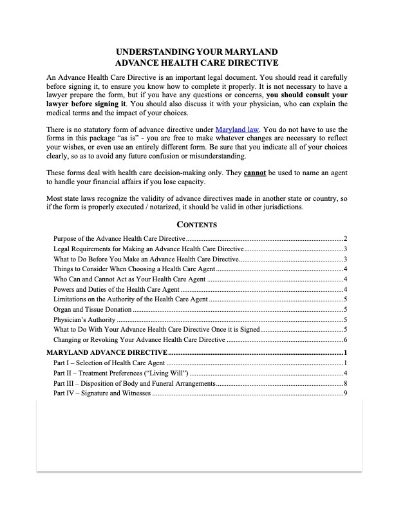Picture of Maryland Advance Health Care Directive Forms
