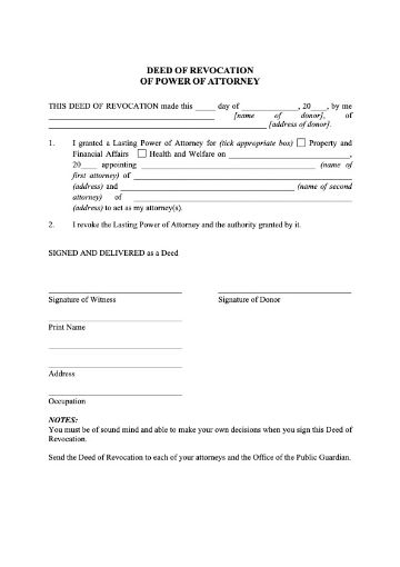 UK Deed of Revocation of Power of Attorney