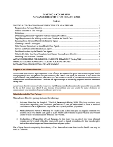 Picture of Colorado Advance Medical Directive Forms