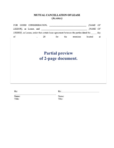Picture of Alaska Mutual Cancellation of Commercial Lease