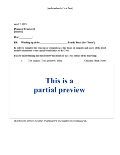 Picture of Family Trust Final Distribution and Windup Package | Canada
