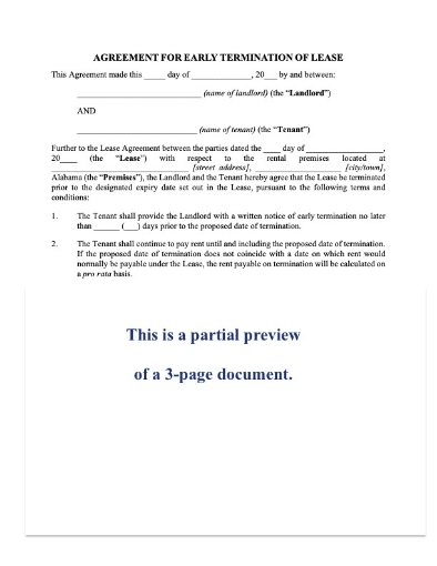Picture of Agreement for Early Termination of Lease | USA