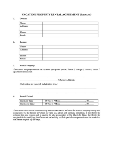 Picture of Illinois Vacation Property Short-Term Rental Agreement