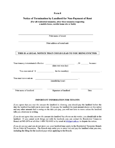 Manitoba forms for landlord to terminate residential tenancy