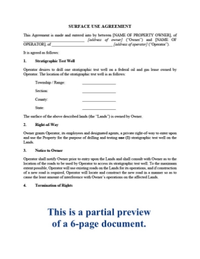 Picture of Surface Use Agreement for Test Well | USA