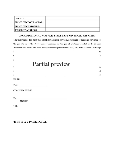 Arizona Unconditional Final Waiver and Release of Lien