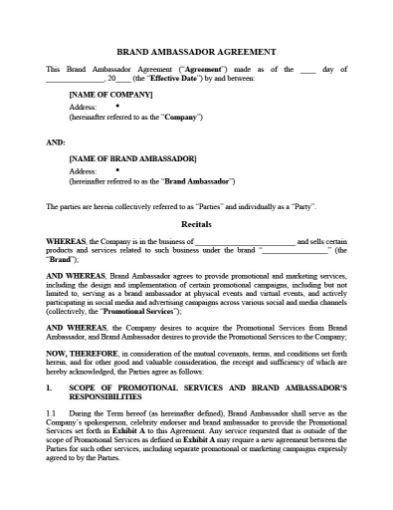 Brand Ambassador Agreement