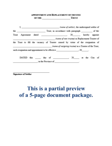 Canada Forms to Replace Trustee