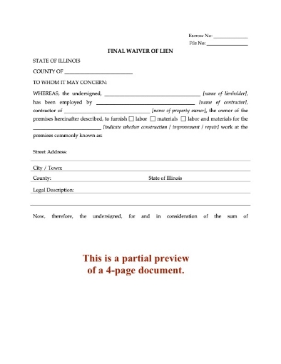 Illinois Final Waiver of Lien