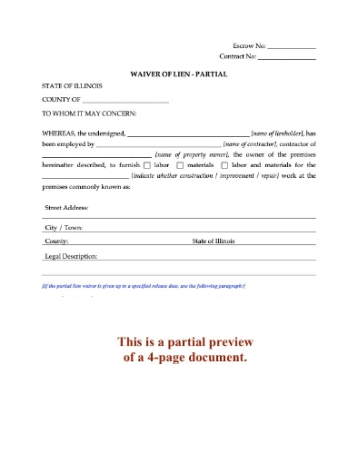 Illinois Partial Waiver of Lien