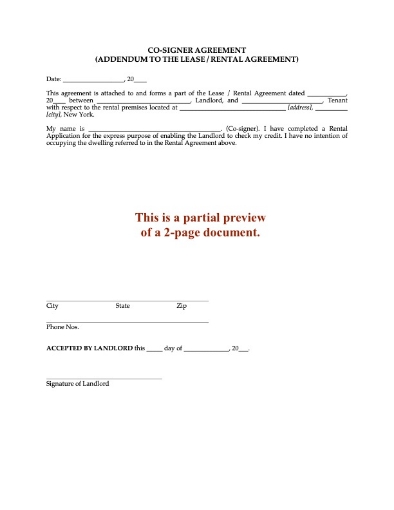 New York Lease Co-Signer Agreement