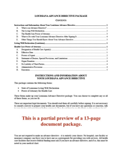 Louisiana Advance Health Care Directive Forms
