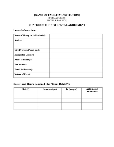 Conference Room Rental Agreement