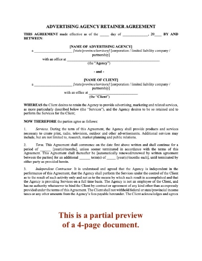 Advertising Agency Retainer Agreement
