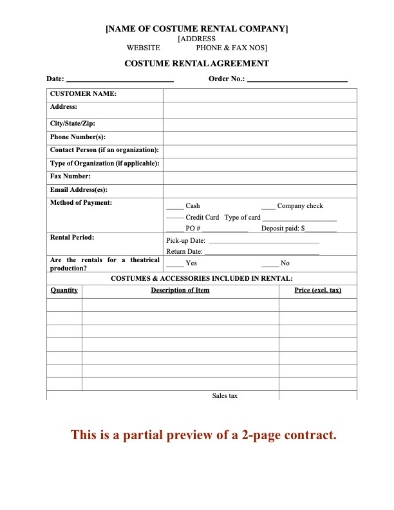 Costume Rental Agreement