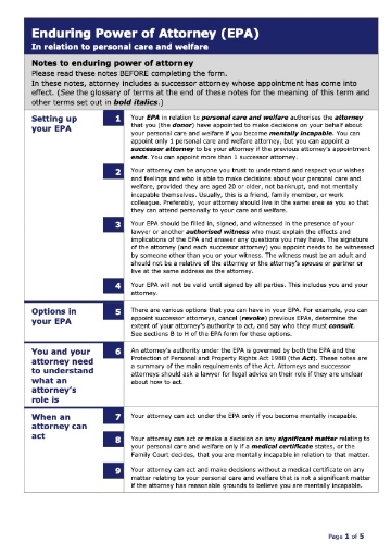New Zealand Enduring Power of Attorney - Personal Care