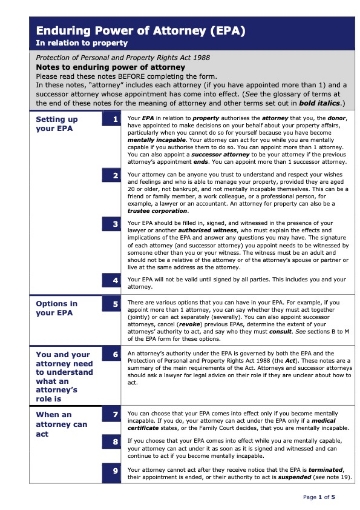 New Zealand Enduring Power of Attorney - Property