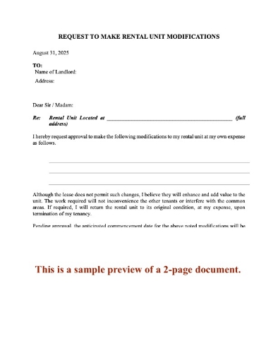 Tenant Request for Rental Unit Modifications