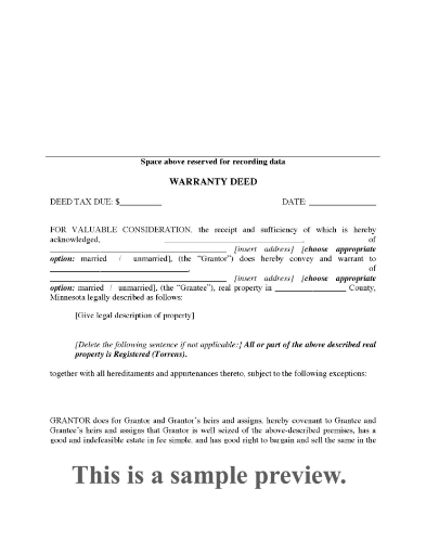 Minnesota Warranty Deed