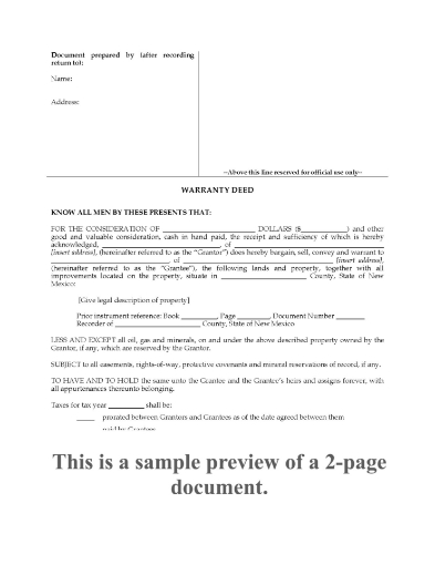 New Mexico Warranty Deed Form