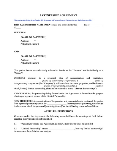 USA Partnership Agreement (general partner entity)