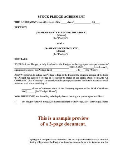 USA Pledge of Shares of Stock