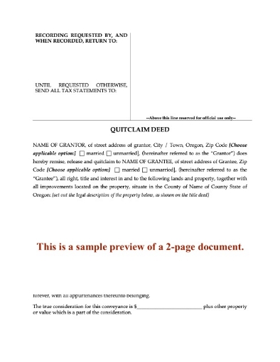 Oregon Quitclaim Deed